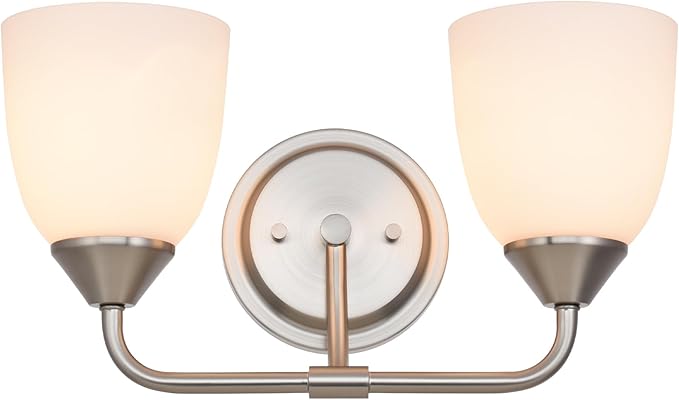 2-Light Traditional Bathroom Vanity Light Fixtures Over Mirror, Modern Vanity Lights for Living Room, Standard E26 Base, Brushed Nickel