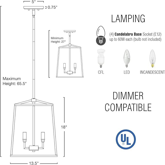 Kira Home Bellevue 16" 4-Light Modern Gold Lantern Pendant Light, Large Gold Geometric Metal Cage Chandelier, Cool Brass Finish