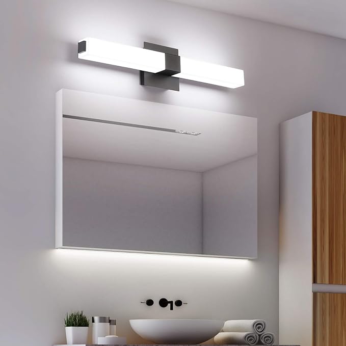 ZUZITO Bathroom Vanity Light Black - 24 inch Modern Vanity Lights for Bathroom - 18W LED Bath Lights Over Mirror Cool White Light 6000K