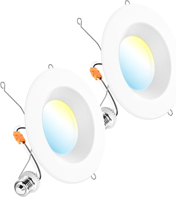 Sunco LED Recessed Lighting 6 Inch, Retrofit Can Lights, 965LM, 13W (100W Equivalent), Selectable CCT 2700K/3000K/3500K/4000K/5000K, Dimmable, Baffle Trim, Damp Rated UL 2 Pack