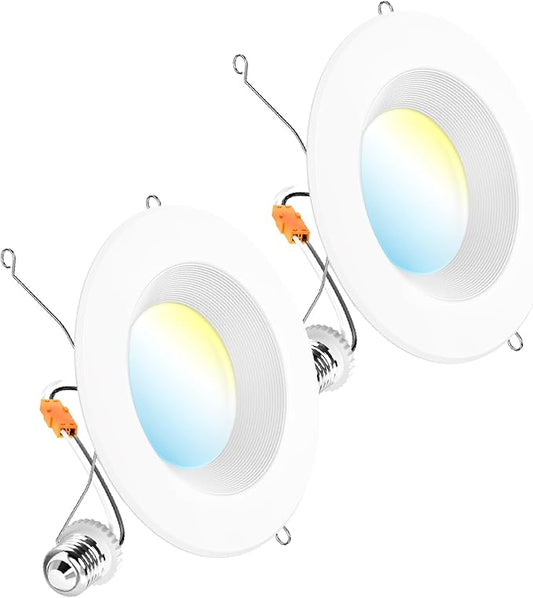 Sunco LED Recessed Lighting 6 Inch, Retrofit Can Lights, 965LM, 13W (100W Equivalent), Selectable CCT 2700K/3000K/3500K/4000K/5000K, Dimmable, Baffle Trim, Damp Rated UL 2 Pack