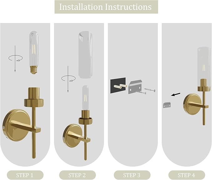 Gold Battery Operated Wall Sconce Set of 2, Wireless Wall Sconces with Remote Control, Rechargeable 3000K Dimmable Wall Light for Bedroom Living Room Bathroom Hallway Entryway Stairwell