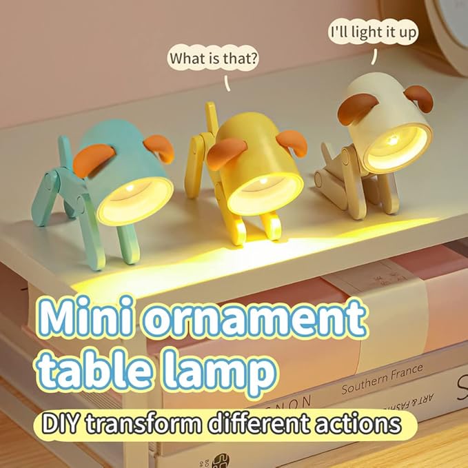 Cute Night Light for Kids, Mini Led Table Desk Lamp, Decorative Lamp Nightstand, Animal Pet Nightlights, Christmas Decorate Birthday Gifts for Children, Students (1 x Off-White Dog)