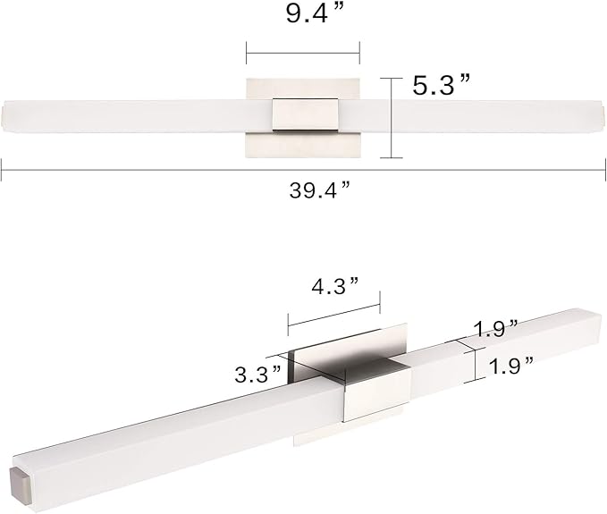 ZUZITO Brushed Nickel Bathroom Light Fixture - Modern LED Vanity Light Bar - 40 inch Bathroom Lighting Fixtures Over Mirror Cool Whtie 6000K