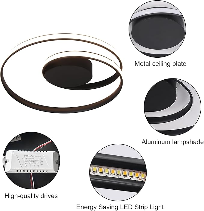 18 Inch LED Flush Mount Ceiling Light, Modern Dimmable Round Ceiling Lamp with Remote Control, Low Profile Indoor Lighting for Bedroom, Kitchen, Dining Room