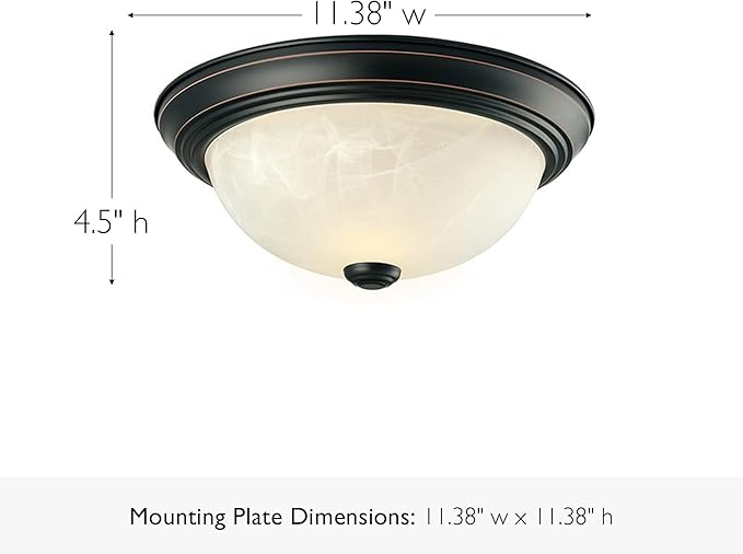 Design House 587519 Traditional 2 Pack 2-Light Indoor Dimmable Ceiling Light with Alabaster Glass for Bedroom Hallway Kitchen Dining Room, Oil Rubbed Bronze, 11-Inch