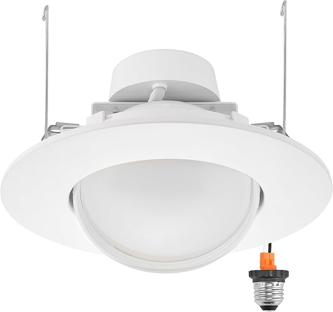 Maxxima 5 in. and 6 in. Rotatable LED Retrofit Downlight Gimbal, 1100 Lumens, 11 Watts, 5 CCT 2700K/3000K/3500K/4000K/5000K, Dimmable, Plastic White Trim