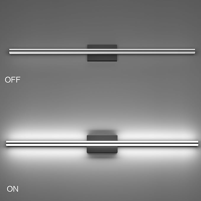 SOLFART Bathroom Vanity Lights Over Mirror Dimmable 48 Inch Matte Black Bathroom Light Fixtures 5CCT 30W Vanity Lighting Fixtures