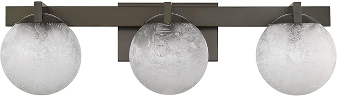 Savoy House 8-1017-3-15 Darien Contemporary Ice Glass Bathroom Vanity Wall Light, 3-Light 180 Total Watts, 7" H x 25" W, Mediterranean Bronze