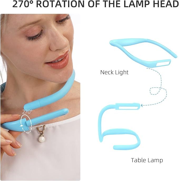 LED Neck Book Light, Adjustable Brightness, 3 Color Modes for Reading Light, Portable Bendable Arm Lamp for Bed, Repair, Camping, Night Running, Walking, Knitting (1PCS)