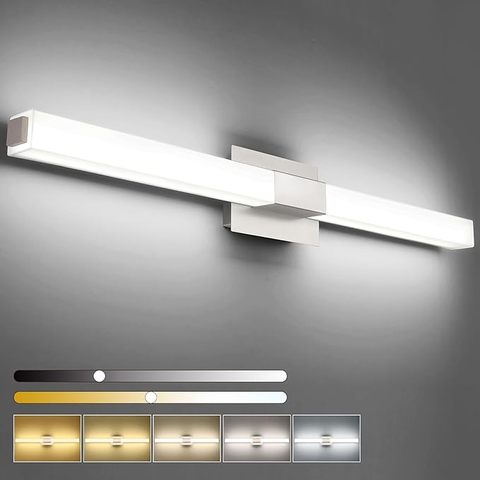 ZUZITO Bathroom Vanity Light Brushed Nickel, Modern LED Bathroom Lighting Fixtures Over Mirror, 5CCT Dimmable 40 Inch Vanity Lighting Fixtures for Bath