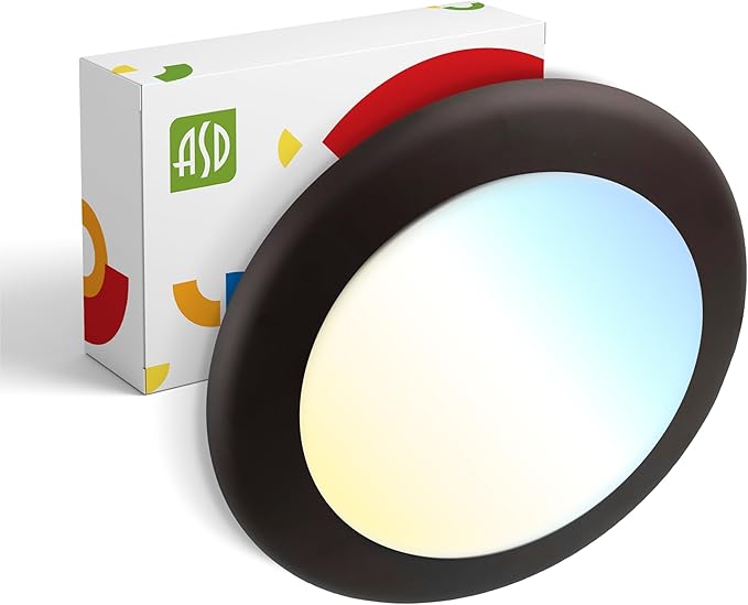 ASD 1 Pack LED Disk Lights 6 Inch, 15W 5CCT 2700K-5000K 1245LM CRI90+, Dimmable Flush Mount Ceiling Light Fixture, Low Profile Surface Mount Disc Lights, Junction Box or Recessed Can Install, UL