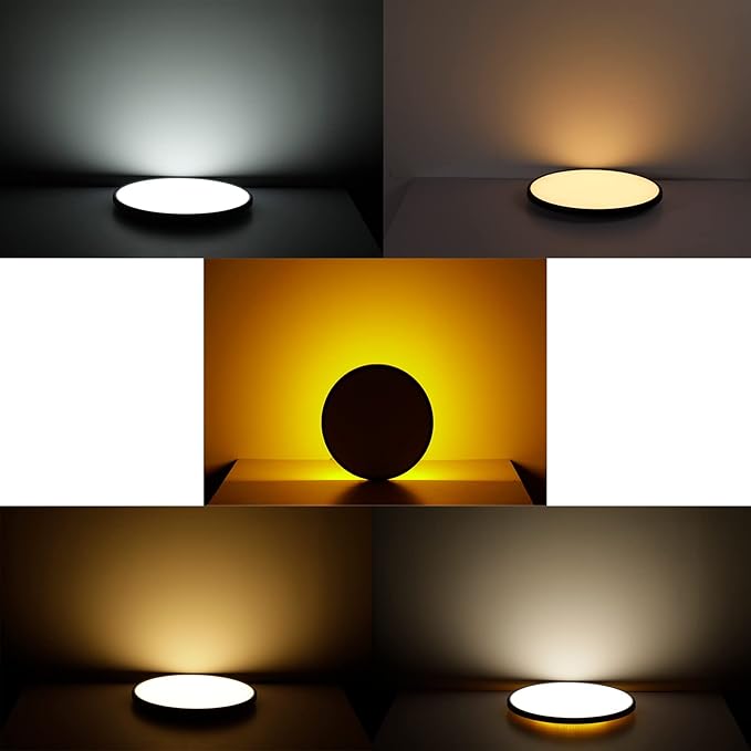ocioc 18 inch Ceiling Light with Remote, 40W LED Flush Mount Light Fixture with 2000K Backlight, 3000K-6500K Light Color Changing, Black Ceiling Light Fixture for Bedroom,Living Room,Kitchen