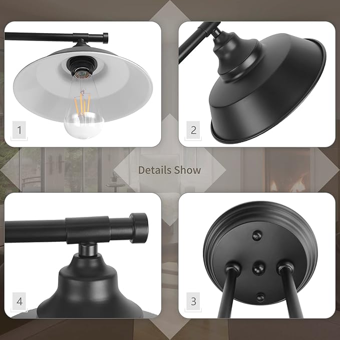 GoYeel Bathroom Light Fixtures 2 Light - 21" Matte Black Vanity Lights for Mirror Rustic Industrial Bathroom Wall Light Fixtures, E26 Bubes