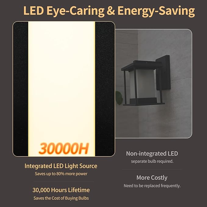 Aluminum Modern LED Wall sconces, 24.4 inch Matte Black Waterproof Wall Lights with 28W LED Light Source for Indoor, Outdoor, Living Room, Bedroom, Garage, Porch, Hallway