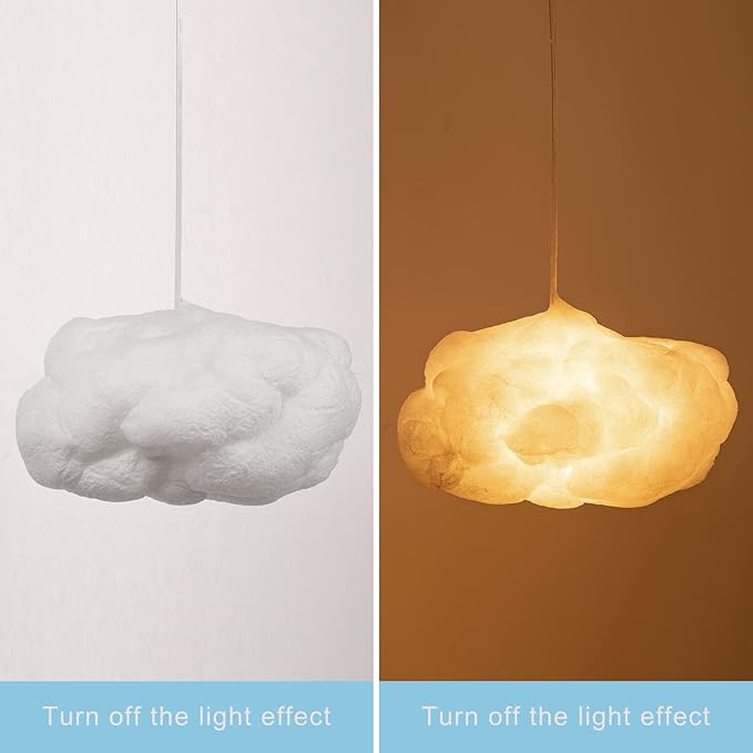Arturesthome 1-Light Cloud Pendant Lighting,Modern Fluffy Cotton Chandelier Ceiling Light Fixture for Children Girls Kids Living Room White-13.75in