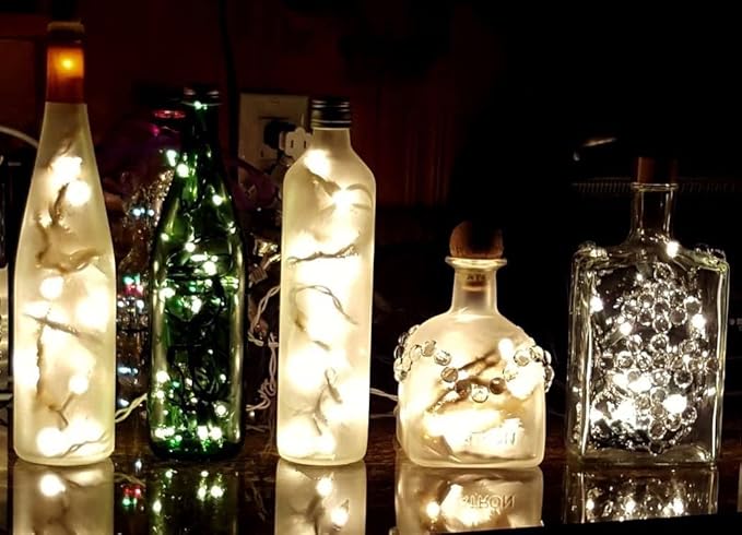 Novelty Lights 35 Light LED Christmas Mini Light Set, Outdoor Curtain Wreath Craft Bottle String Lights, Warm White, Non-Connectable, Green Wire, 13.5 Feet…