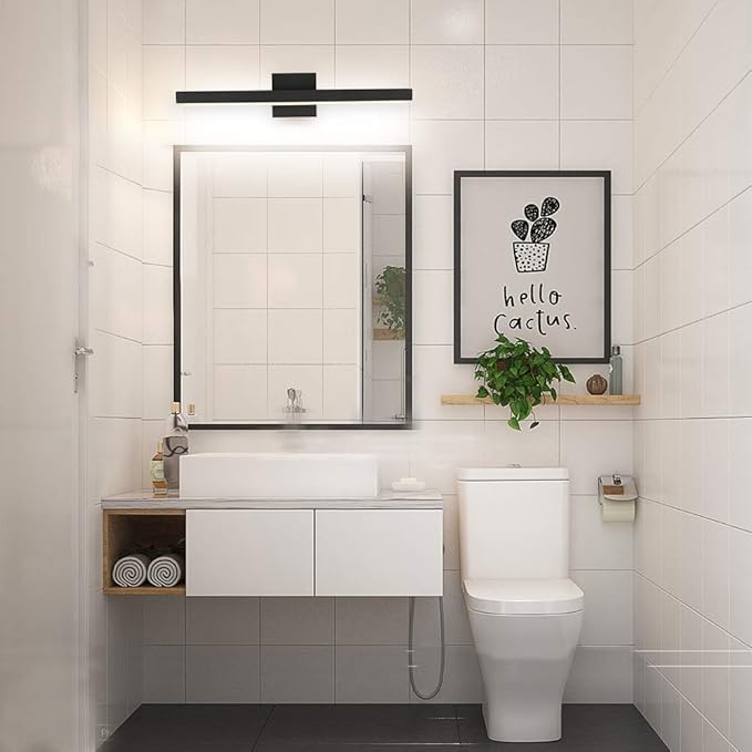 Joossnwell LED Bathroom Vanity Lighting Fixture Morden Bath Light Bar 23.62" Inch Black Wall Sconce 18W 4000K
