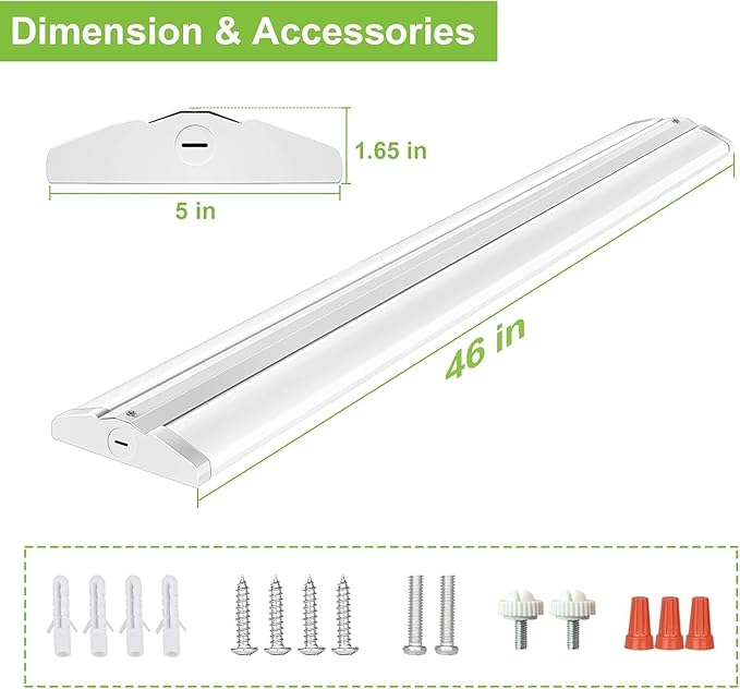 hykolity 4FT LED Wraparound Light with 3 Wattages/3 Lumens/3 CCT Selectable,55W/65W/75W,5500lm/6500lm/7500lm,3000K/4000K/5000K Flush Mount Ceiling Light for Office Kitchen,ETL,4 Pack