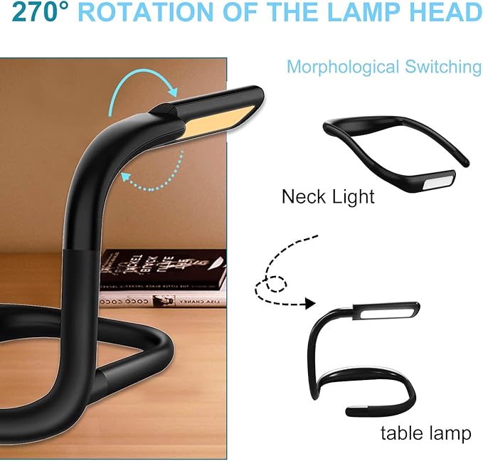 LED Neck Reading Light,Book Lights For Reading In Bed,Adjustable Brightness Desk Lamp,3 Color,with Bendable Arms,Suitable for Repairing,Night Running,Walking,Knitting,Camping,perfect gifts(1PCS)