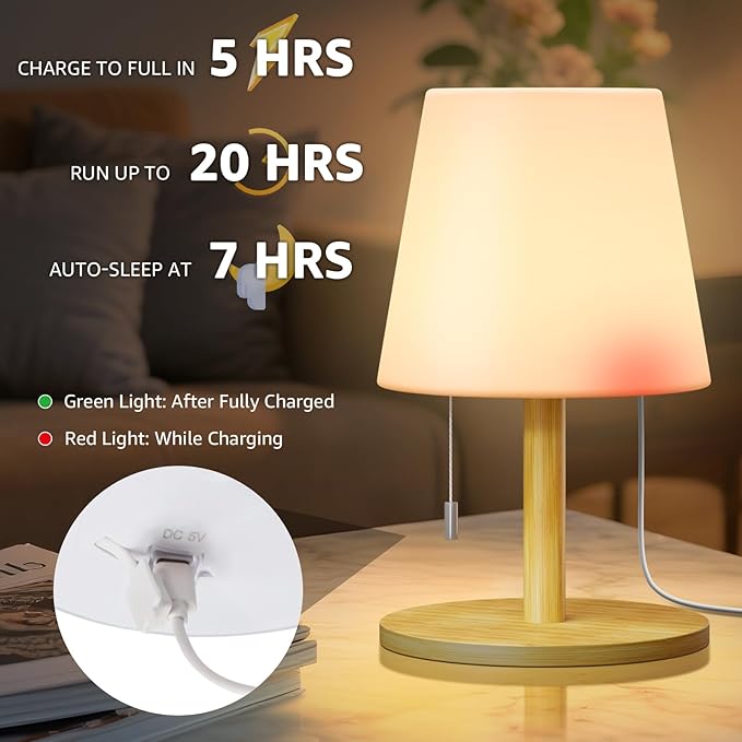 uuffoo Shower Lamp Waterproof 8 Colors, Shower Light Rechargeable Cordless Battery Operated, LED Outdoor Table Lamps Dimmable Portable for Indoor Outdoor Bathroom Home Patio (Bamboo)