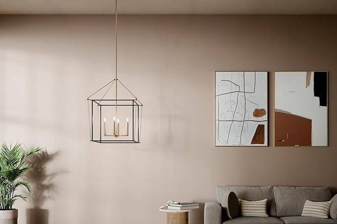Kichler Eisley 4-Light Foyer Pendant, Soft Modern Light in Champagne Bronze and Black, Sloped Ceiling Compatible, for Foyer, Bedroom, Office or Kitchen (30" x 22.25" x 22.25"), 52627CPZ