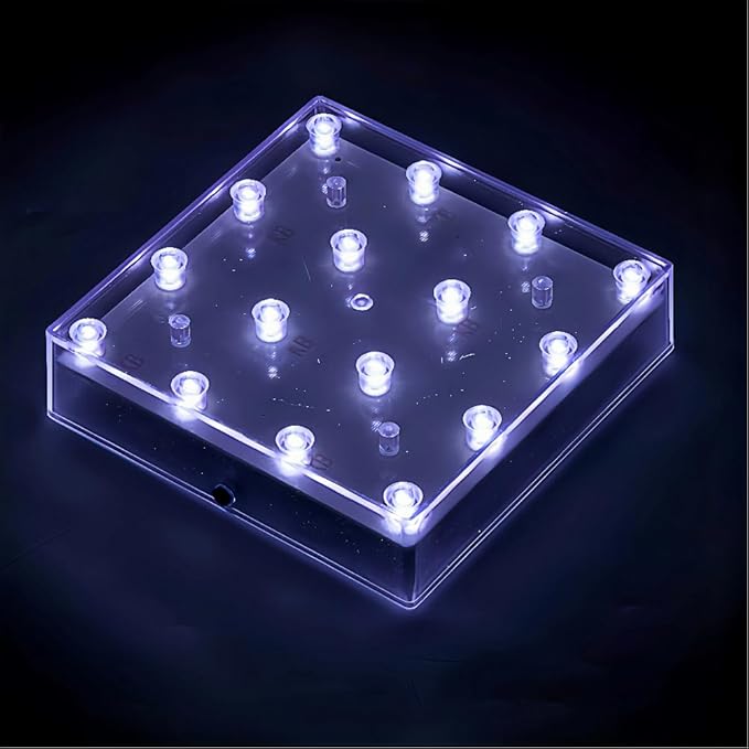 Simplelight 5 Inch Square LED Light Base - Perfect for Glass Art, Ideal Led Display for Vases, Centerpieces (5inch Square LED Vase Base Light, White)