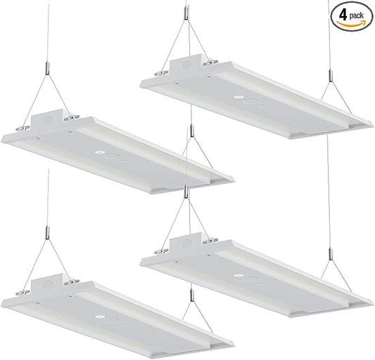 LED Linear High Bay Light, 130W 19500LM High Bay LED Shop Lights, 120-277V, 5000K, 0-10V Dimmable LED Shop Light, Linear High Bay Light for Warehouse Workshops, UL Complied, 4 Pack