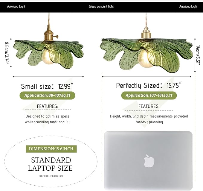 kitchen island pendant lights 15.74in glass pendant Chandelier mid century modern pendant light Hand Blown Ceiling Hanging Light Green Glass Shade vintage gold pendant lighting for bedroom dining room