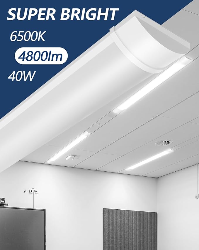 Sararoom 4FT LED Shop Light Fixture, 4800lm 6500K Cold White, 120cm 47.2inch LED Garage Closet Ceiling Light for Office, Home, Basement