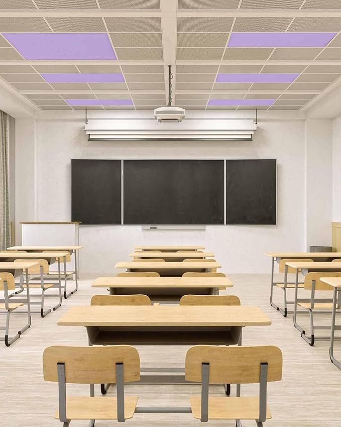 Magnetic Light Cover for Classroom Drop Ceiling,2 Pack 4x2 Ft Fluorescent Light Covers for Office Home Ceiling Light Lavender Purple Solid Color Lampshade
