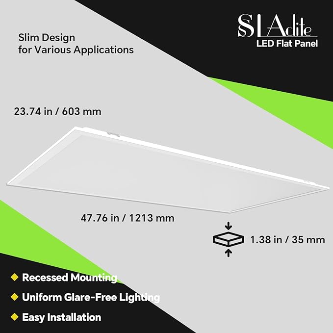 4 Pack 2x4 LED Flat Panel Light 50/40/35/30/25W 6500lm Adjustable, 0-10V Dimmable LED Flush Mount Ceiling Light Fixtures, 2.7K/3K/3.5K/4K/5K Selectable for Office Kitchen Garage - ETL Listed