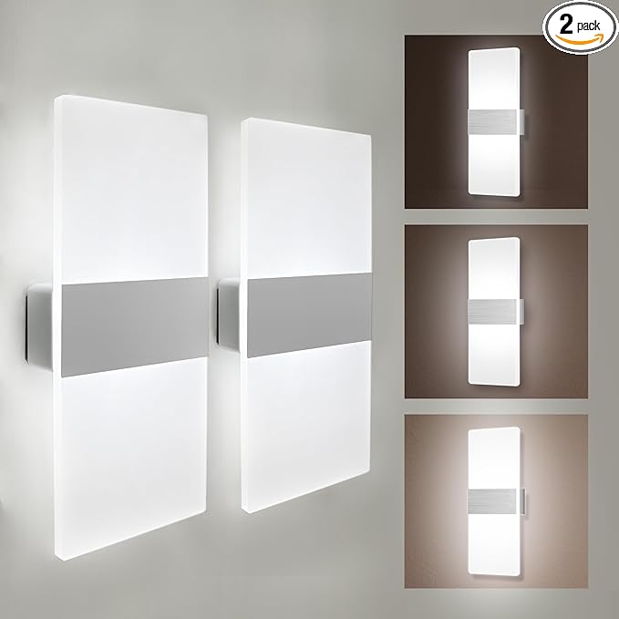 MEHIDFY Wall Sconces Sets of 2, Dimmable Touch Control Wall Lamp, Rechargeable LED Wall Sconces, Battery Operated Wall Lights, Bedside Lamp, Reading Light Bedroom with 4 Brightness (White)