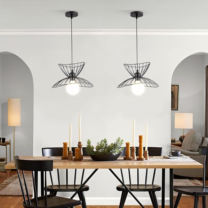 Retro Black Pendant Light Over Kitchen Island, Adjustable Modern Hanging Light Fixture,Industrial Pendant Lighting for Dining Room,Living Room,Bedroom,Hallway,Kitchen,Bar,30cm