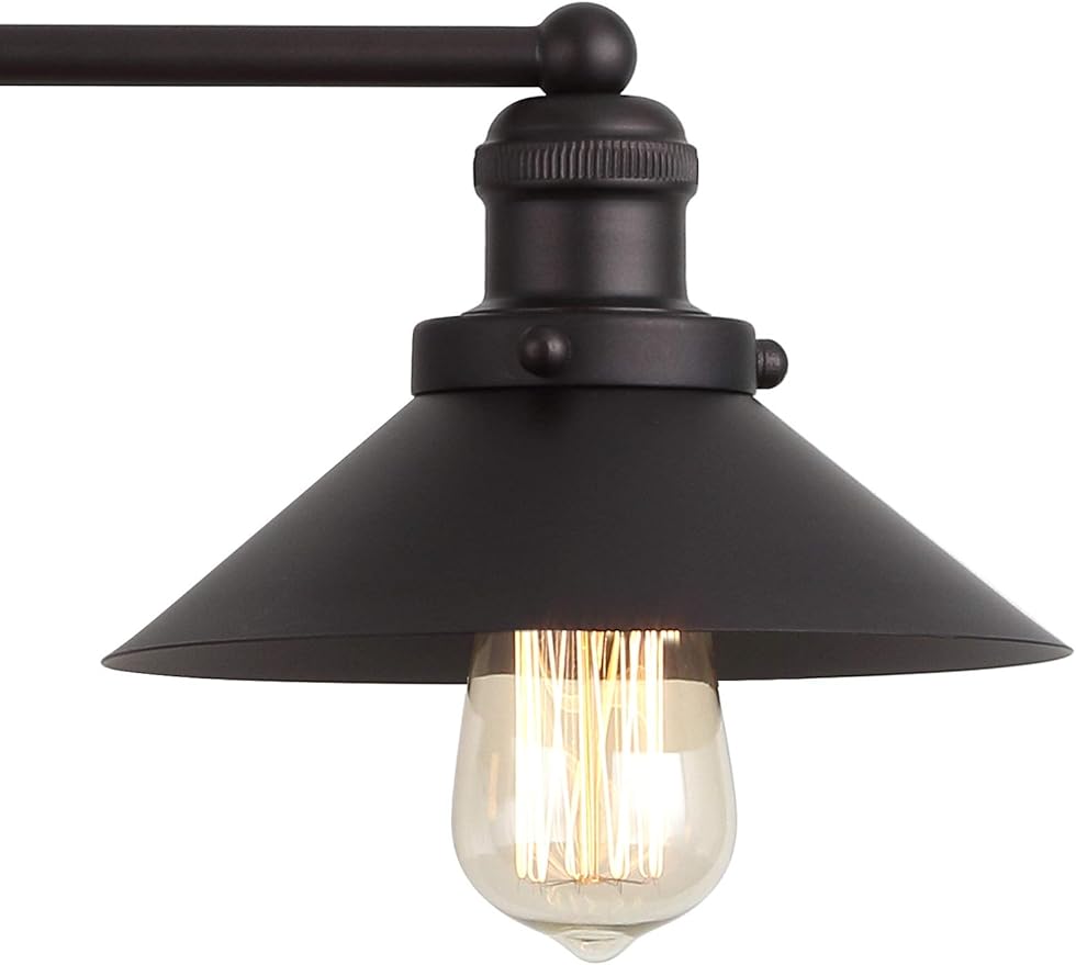 JONATHAN Y 17.5" Oil Rubbed Bronze 2-Light Industrial Farmhouse Metal Vanity Light Wall Sconce, Metal Shade for Bathroom Mirror, Kitchen, Entryway, LED Bulb Included (JYL7427A)