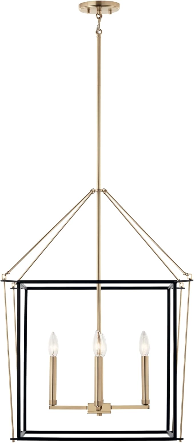 Kichler Eisley 4-Light Foyer Pendant, Soft Modern Light in Champagne Bronze and Black, Sloped Ceiling Compatible, for Foyer, Bedroom, Office or Kitchen (30" x 22.25" x 22.25"), 52627CPZ