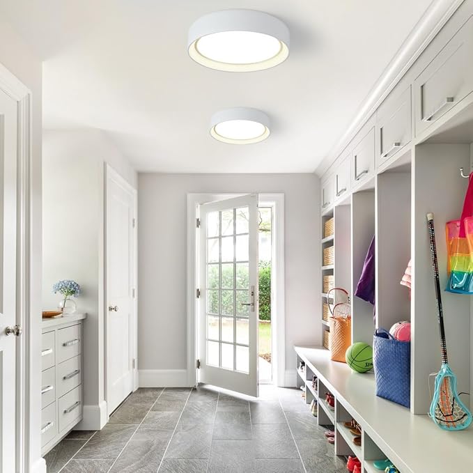 Dimmable Led Flush Mount Ceiling Light,15.75 Inch/36W/ 5CCT 3000K-6000K,Modern White Close to Ceiling Lighting Fixtures,Round Metal Ceiling Lamp for Bedroom,Living Room,Laundry Room