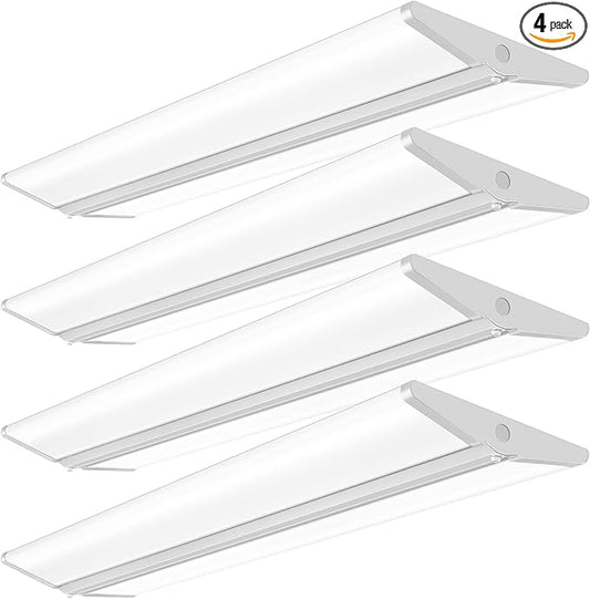 AntLux 72W 4FT LED Wraparound Office Light, Ultra Slim LED Garage Shop Lights Flush Mount, 8000 Lumens, 5000K, No Glare, 4 Foot Wrap Puff Ceiling Lighting Fixture, Fluorescent Tube Replacement, 4 Pack