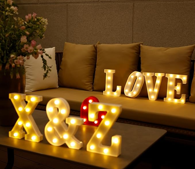 DyingSwan Small Led Marquee Letters, Light Up Letters, 8.58 Inch Led Letter Lights, Battery Powered Lighted Sign for Table, Party, Birthday, Christmas Decor (Letter X)