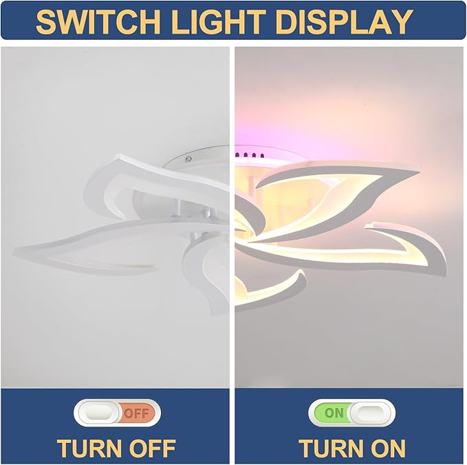 Modern Ceiling Lights,50W Dimmable Flush Mount Ceiling Light with Remote for Living Room Dining Room Bedroom,3000-6000K,White