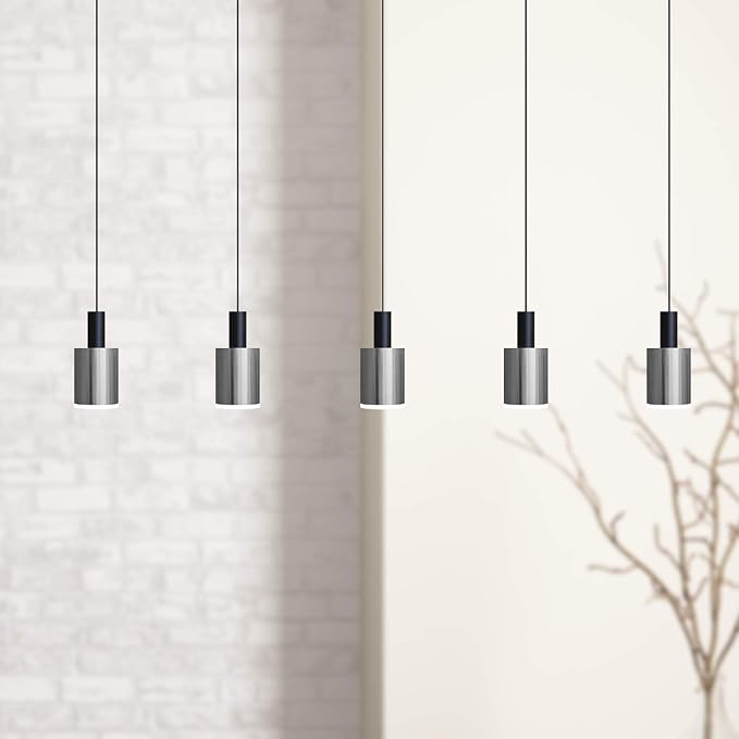 Virgo 5 Mini Pendant Lighting Black-Nickel - LED Hanging Light Fixture for Kitchen Island, Bar, Foyer - Cluster Pendants - Dimmable, Adjustable Wire, Lamp Bulb Included