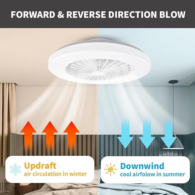 Modern LED Ceiling Light with Fan, RGB Ceiling Fan Lights, Ceiling Fan with lamp, 24 Ventilation speeds, infinitely dimmable Light for Living Room, Bedroom, Office, 3000-5500 K (White &19" & RGB)