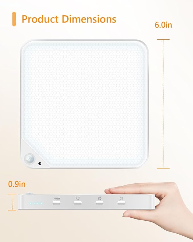 Rechargeable 6W Motion Sensor Ceiling Light Indoor, Wireless Magnetic Stick on Closet Light, Remote Control for Color & Brightness, Battery Operated Light for Shower, Bathroom, Pantry, Hallway, 1-Pack