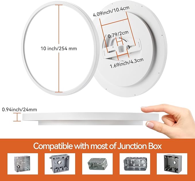 TALOYA 2 Pack of White 10 Inch Ceiling Mount LED Light Fixture, 5-in-1 CCT Selectable, 2000lw 20W Super Bright Round Ultra Slim Surface Mounted Lamp for Basement Foyer Hallway Kitchen