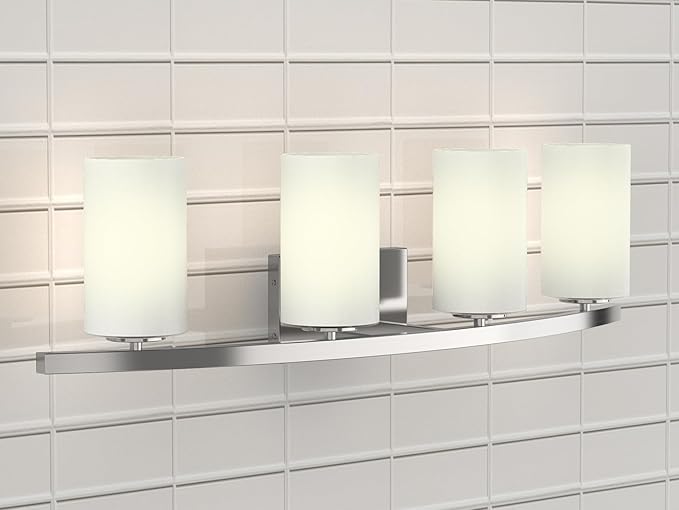 Tawson Talos 4-Light Vanity Light in Brushed Nickel with Satin Etched Glass Shade for Hallway, Entryway, Passway, Dining Room, Bathroom, Garage, Kitchen, Balcony, Living Room