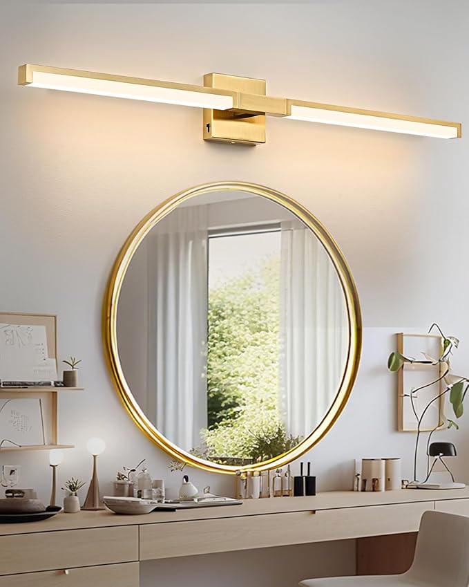OKELI 40 Inch Bathroom Vanity Light Fixtures, Gold Modern Light Fixtures Over Mirror, 24W 5CCT Dimmable Wall Light