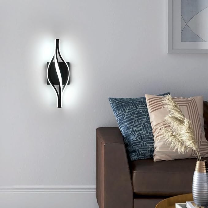 DELIPOP Modern Wall Sconces, Spiral LED Wall Sconce Lighting, 6500K Cool White Wall Light for Bedroom, Bathroom, Living Room, Hallway