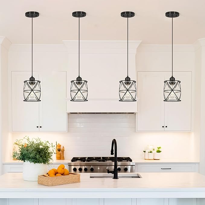 Black Pendant Lights for Kitchen Set of 2, Kitchen Island Pendant Light with Clear Glass, Adjustable Bathroom Pendant Lights, Hanging Kitchen Light over Island,59'' Cord for,Bedside Table,Hallway
