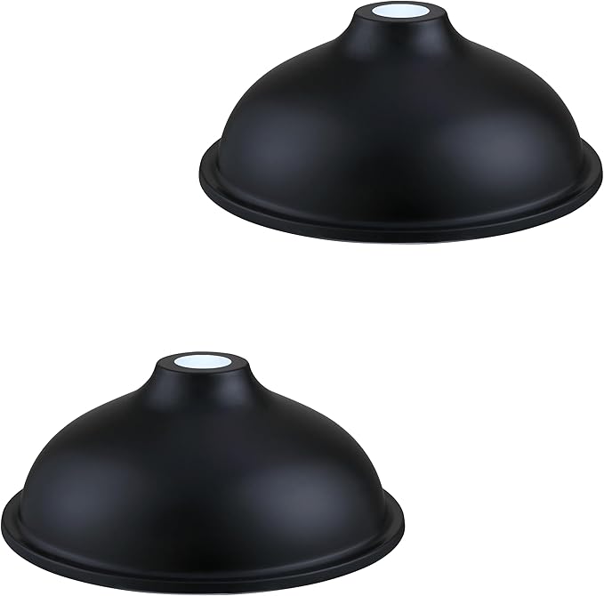 Doraimi Lighting 12" Metal Drum Replacement Shades,1.6" Fitter Opening for Threaded Medium E26 Base Socket,H5.9*D12 Black Finish 2 Pack