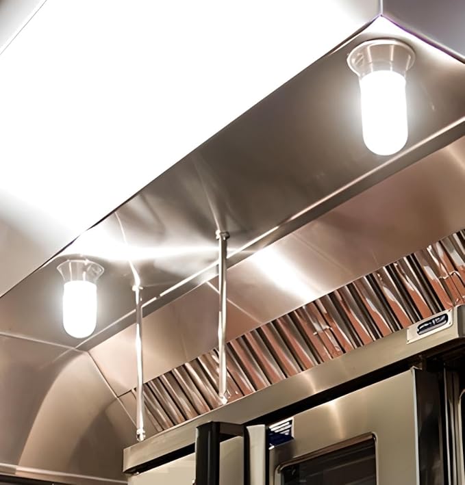 OCS Parts 100W Surface Mount Incandescent Canopy Hood Light Fixture with Clear Coated Tempered Glass Globe (2)